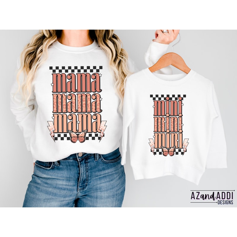 Matching retro mama and mini png sublimation design download, retro mama mini png, mama mini bolt png, mom daughter design, digital design - 3.jpg