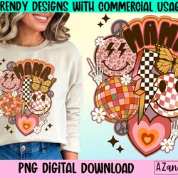 mothers day png, retro mama sublimation design, retro smiley