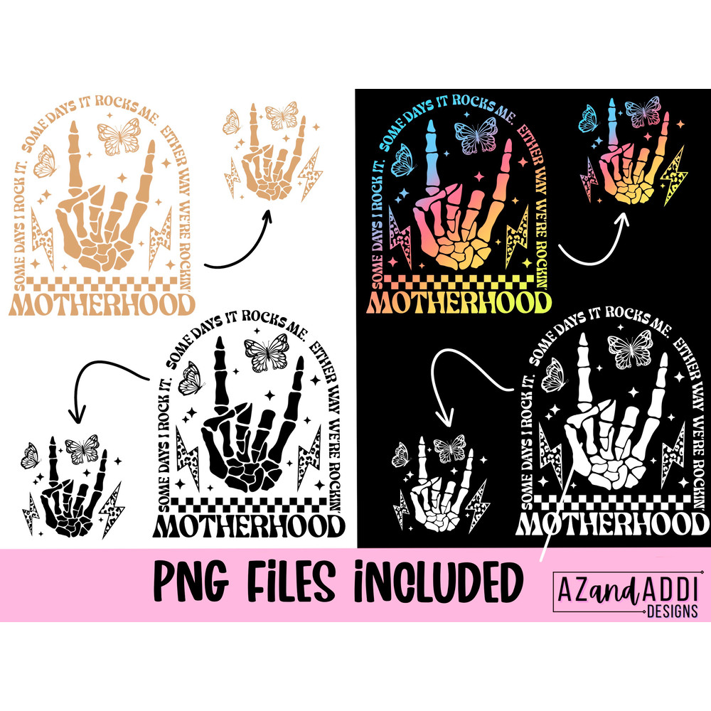 Motherhood some days I rock it png, retro motherhood sublimation design, Mother’s Day design, trendy rockin mama png, front and back design - 2.jpg