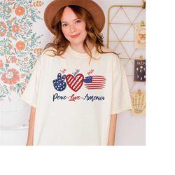 custom 4th of july shirt, peace love america t-shirt, comfort colors america shirt, patriotic christian shirt, independe