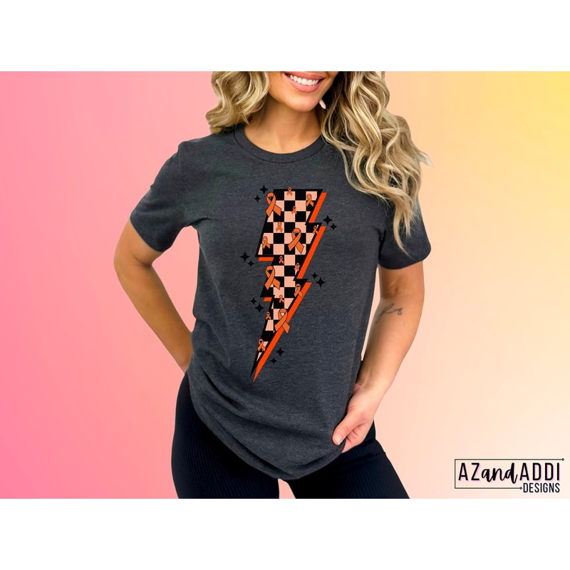 Multiple sclerosis awareness png, orange checkered lightning bolt Png, MS orange ribbon png, retro sublimation, digital download, MS warrior - 3.jpg