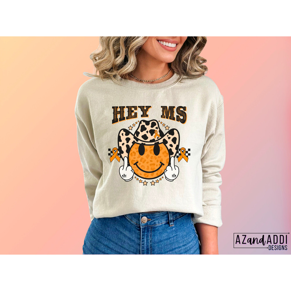 Multiple sclerosis awareness png, western MS smiley face png, multiple sclerosis sublimation design, orange MS ribbon png, digital download - 3.jpg