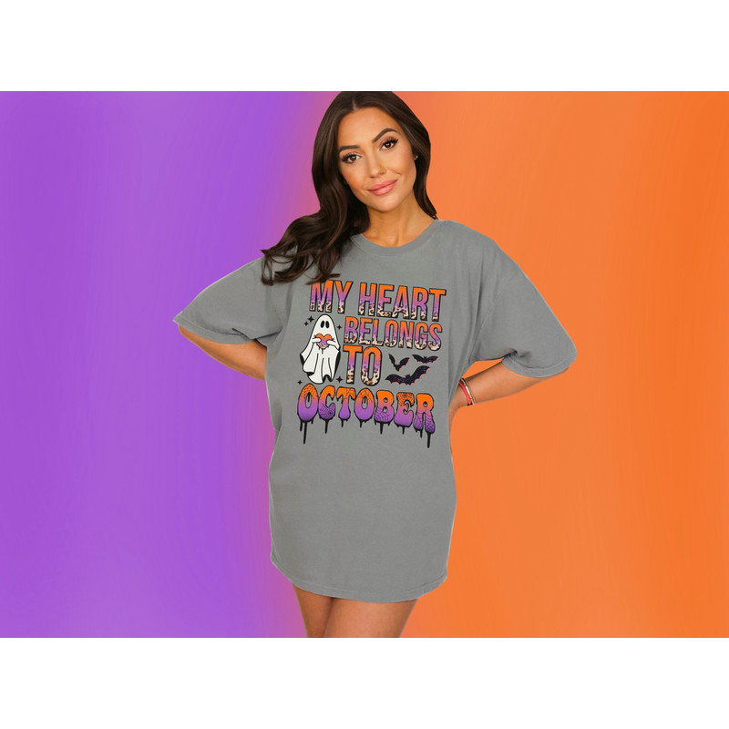My heart belongs to October png, retro halloween sublimation design, cute ghost png, spooky season png, trendy October png, boho halloween - 2.jpg