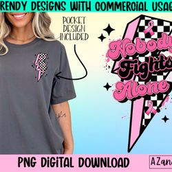 nobody fights alone png, retro breast cancer awareness png,