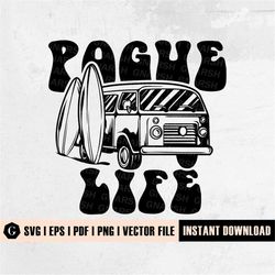 outer banks pogue life vintage van clipart, summer vibes, beach life, summer clipart, camper van, classic retro van, hip
