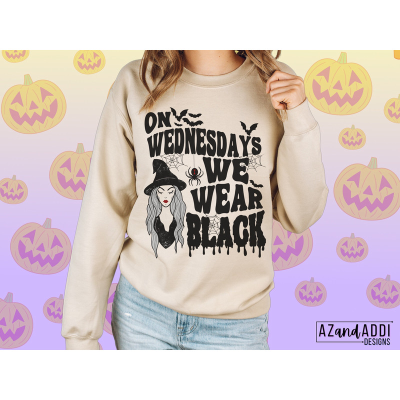 On Wednesday we wear black png, halloween sublimation design, spooky witch png, halloween png, October png - 2.jpg
