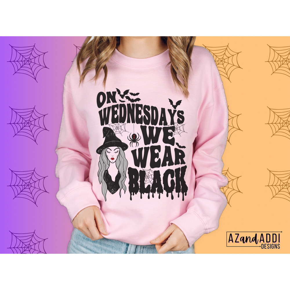 On Wednesday we wear black png, halloween sublimation design, spooky witch png, halloween png, October png - 3.jpg
