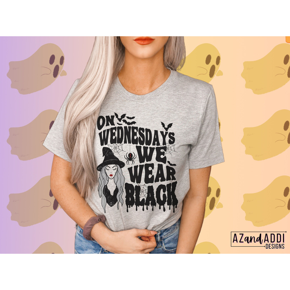 On Wednesday we wear black png, halloween sublimation design, spooky witch png, halloween png, October png - 4.jpg