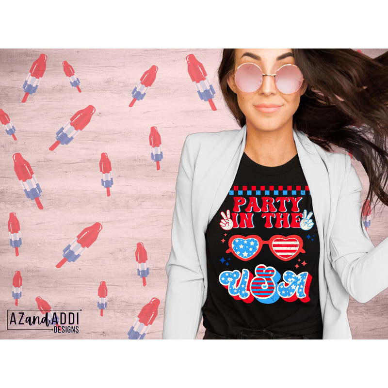 Party in the USA png, patriotic sublimation, American flag png, USA png, Retro American sublimation design, Independence Day png - 2.jpg