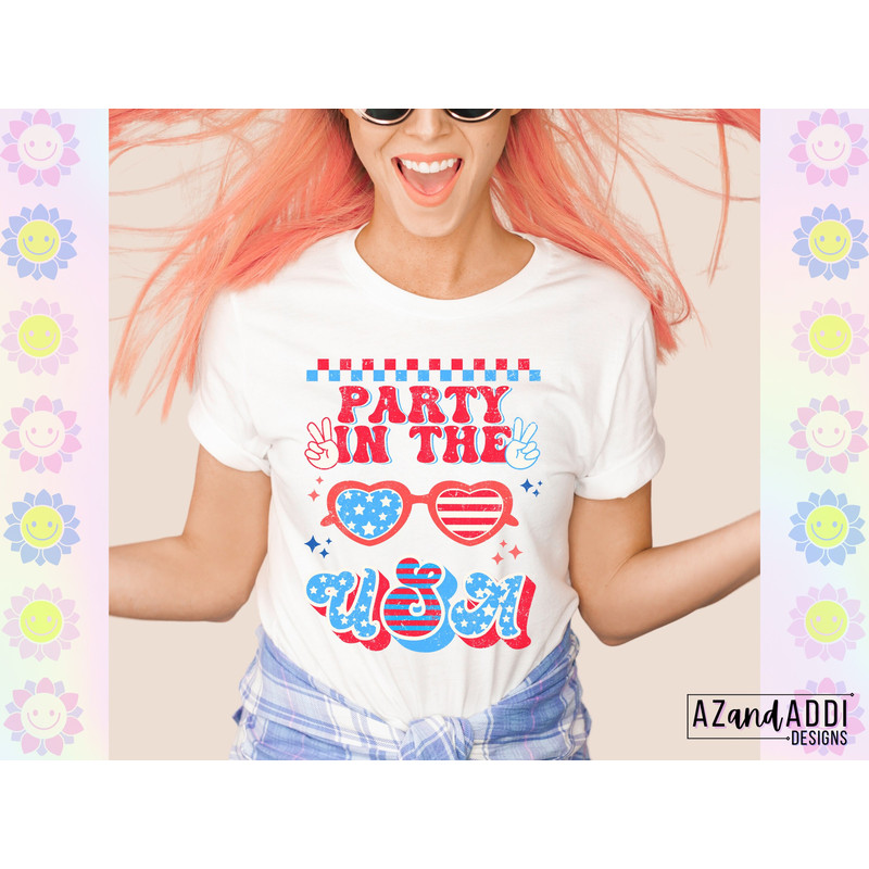 Party in the USA png, patriotic sublimation, American flag png, USA png, Retro American sublimation design, Independence Day png - 4.jpg