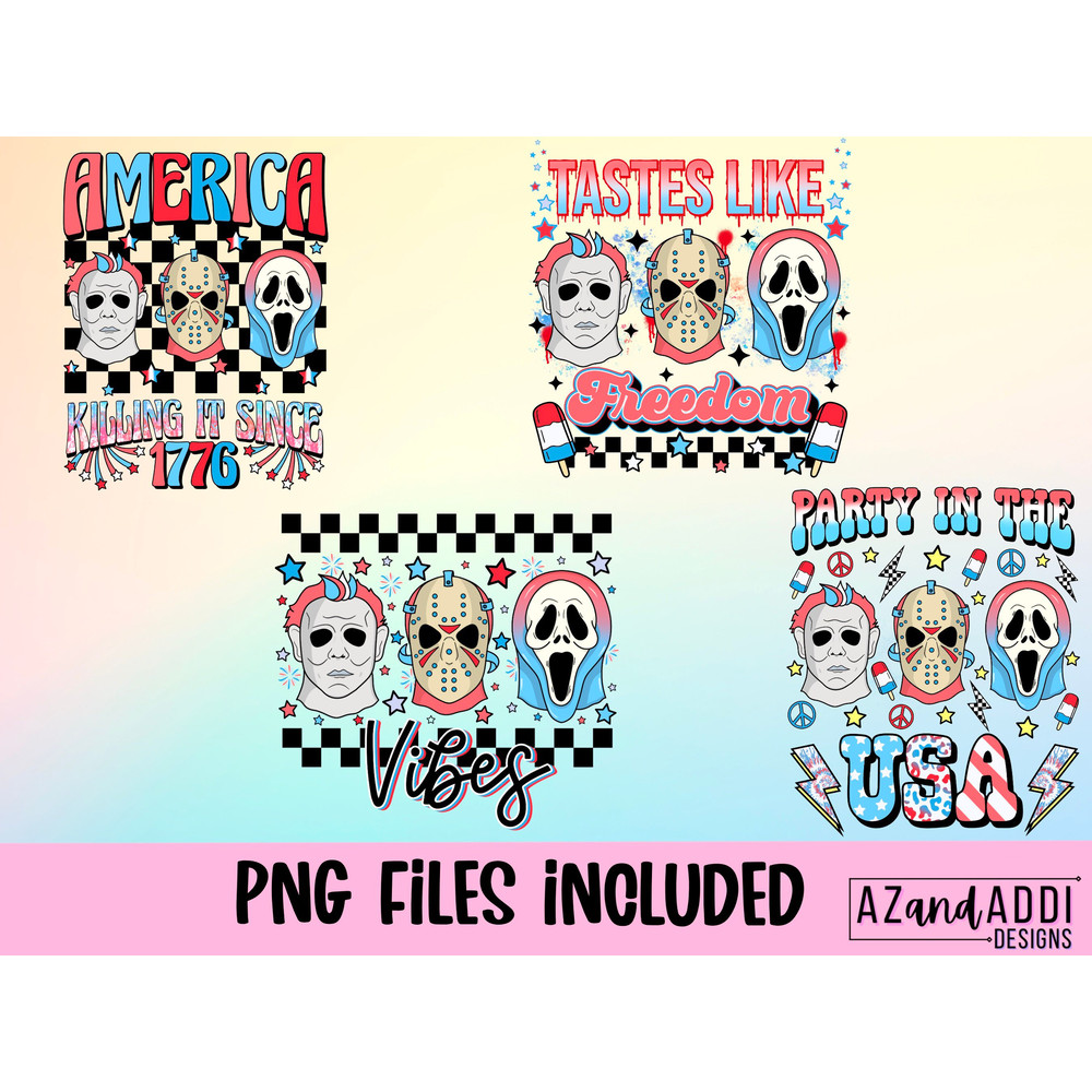 Party in the USA png, retro horror 4th of July png, retro sublimation design download, Independence Day png, digital download - 2.jpg
