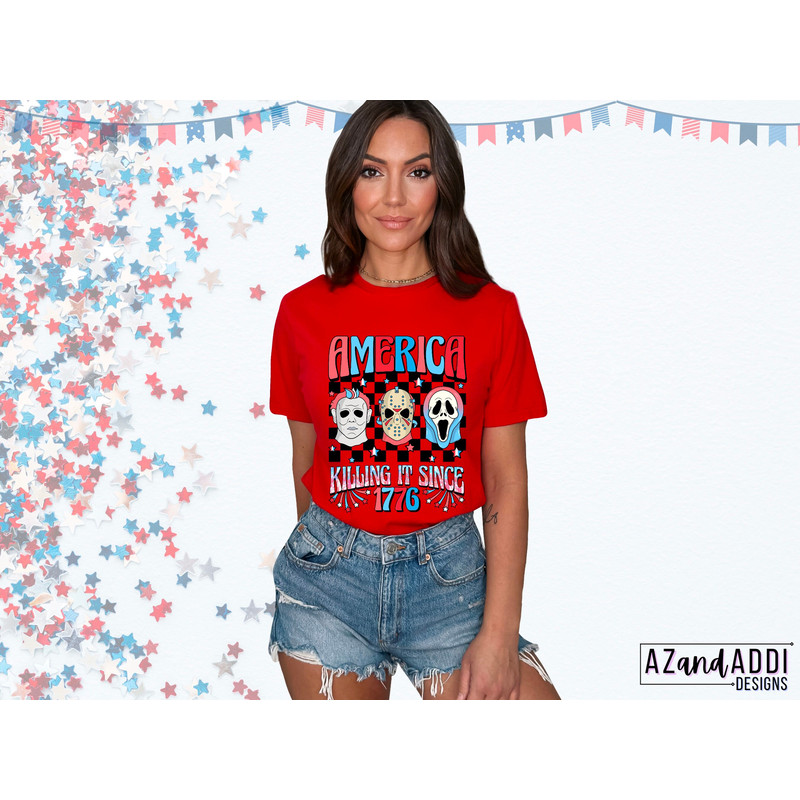 Party in the USA png, retro horror 4th of July png, retro sublimation design download, Independence Day png, digital download - 4.jpg