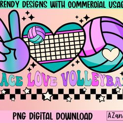 peace love volleyball png, volleyball png, retro volleyball