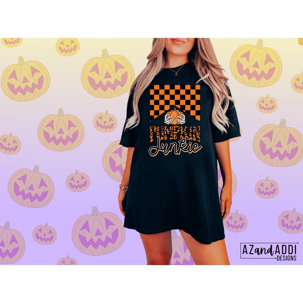 Pumpkin junkie png, retro pumpkin sublimation png, pumpkin patch png, pumpkin season, fall png, fall vibes, retro sublimation - 2.jpg