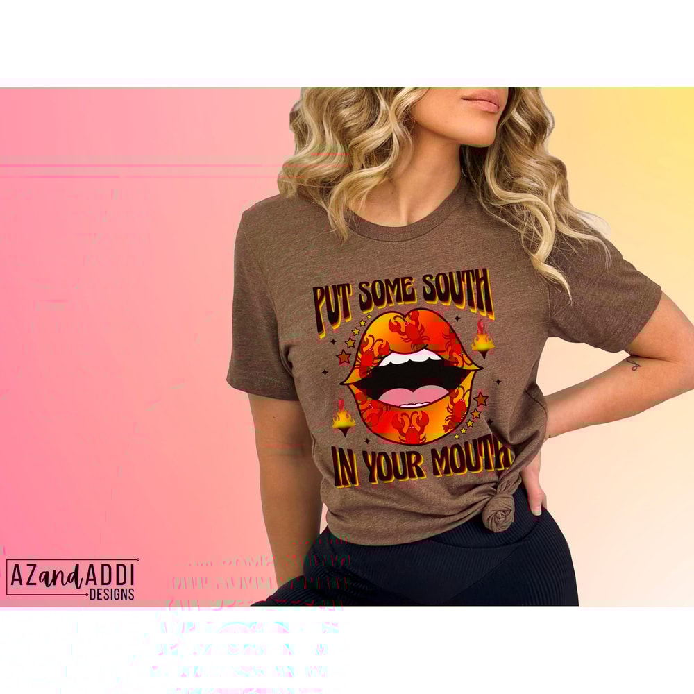 Put some south in your mouth png, retro crawfish png, crawfish season png, southern food png, crawfish vibes png, digital download - 2.jpg