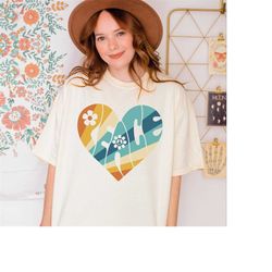 comfort colors vintage t shirt, peace shirt, graphic tees vintage, peace heart shirt, groovy shirt, groovy peace shirt,