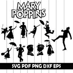 Mary Poppins  Clipart, Mary Poppins Svg, Mary Poppins  Png. Mary Poppins  Eps, Mary Poppins Dxf, Mary Poppins Scrapbook