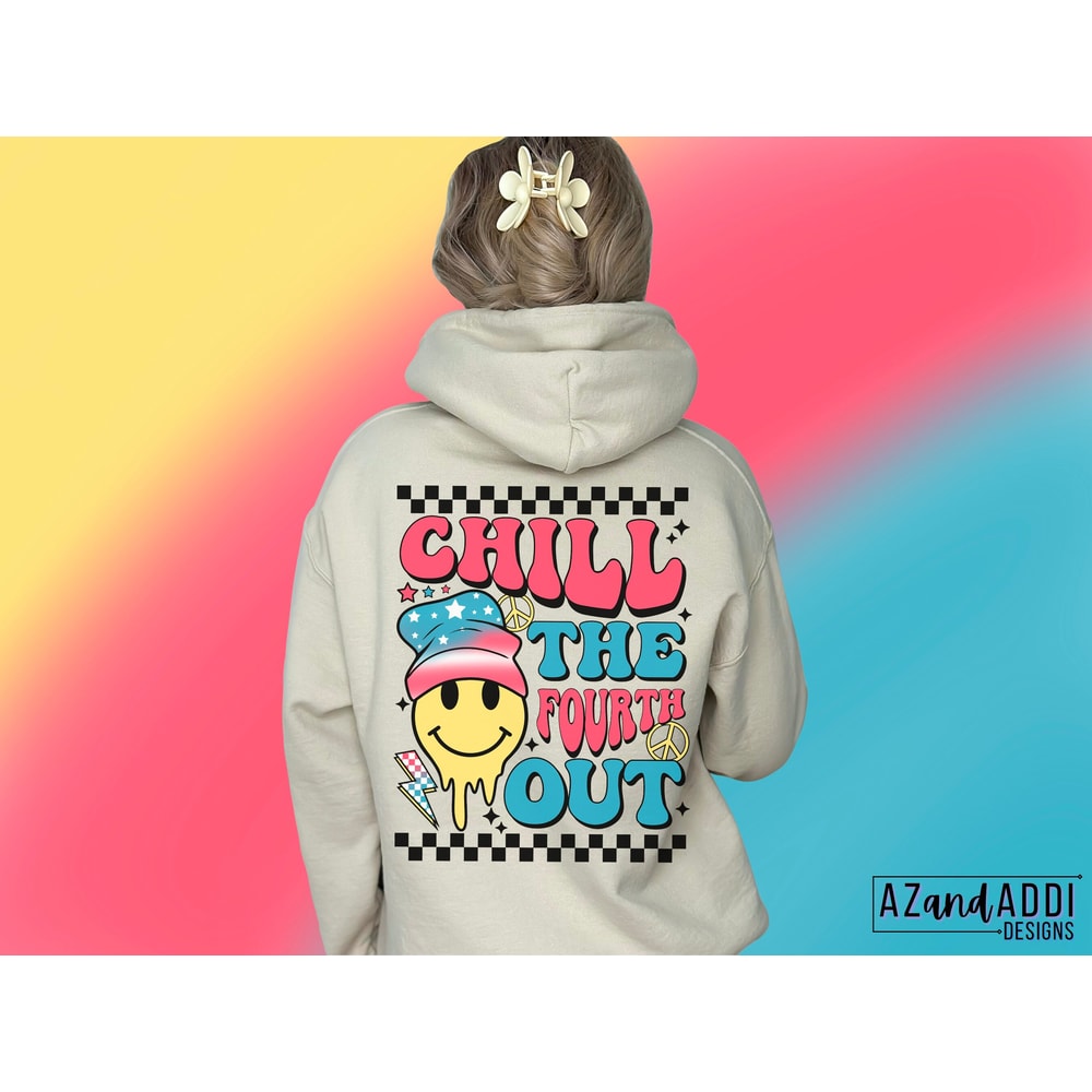 Retro 4th of jt smiley face png, chill the fourth out png, Independence Day sublimation design, Stars and Stripes png, trendy 4th of July - 2.jpg