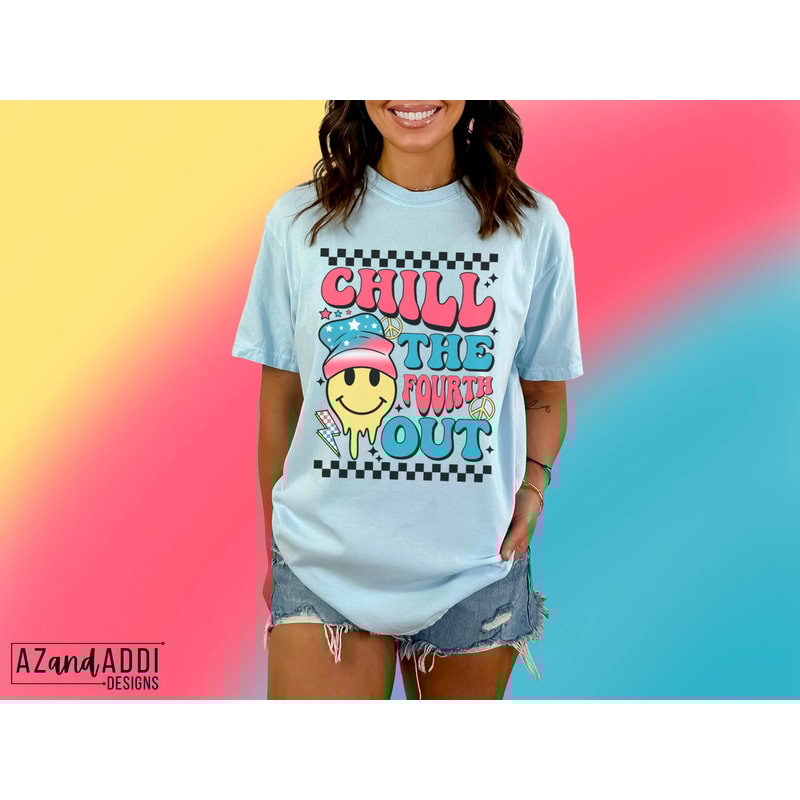 Retro 4th of jt smiley face png, chill the fourth out png, Independence Day sublimation design, Stars and Stripes png, trendy 4th of July - 5.jpg