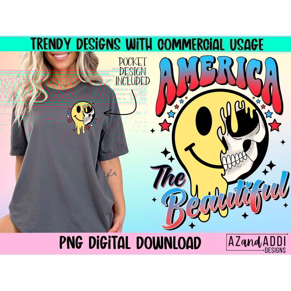 Retro 4th of July png, Independence Day shirt design, 4th of July sublimation for print, America the beautiful png, digital download - 1.jpg