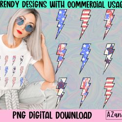 retro 4th of july png, retro lightning bolt sublimation file