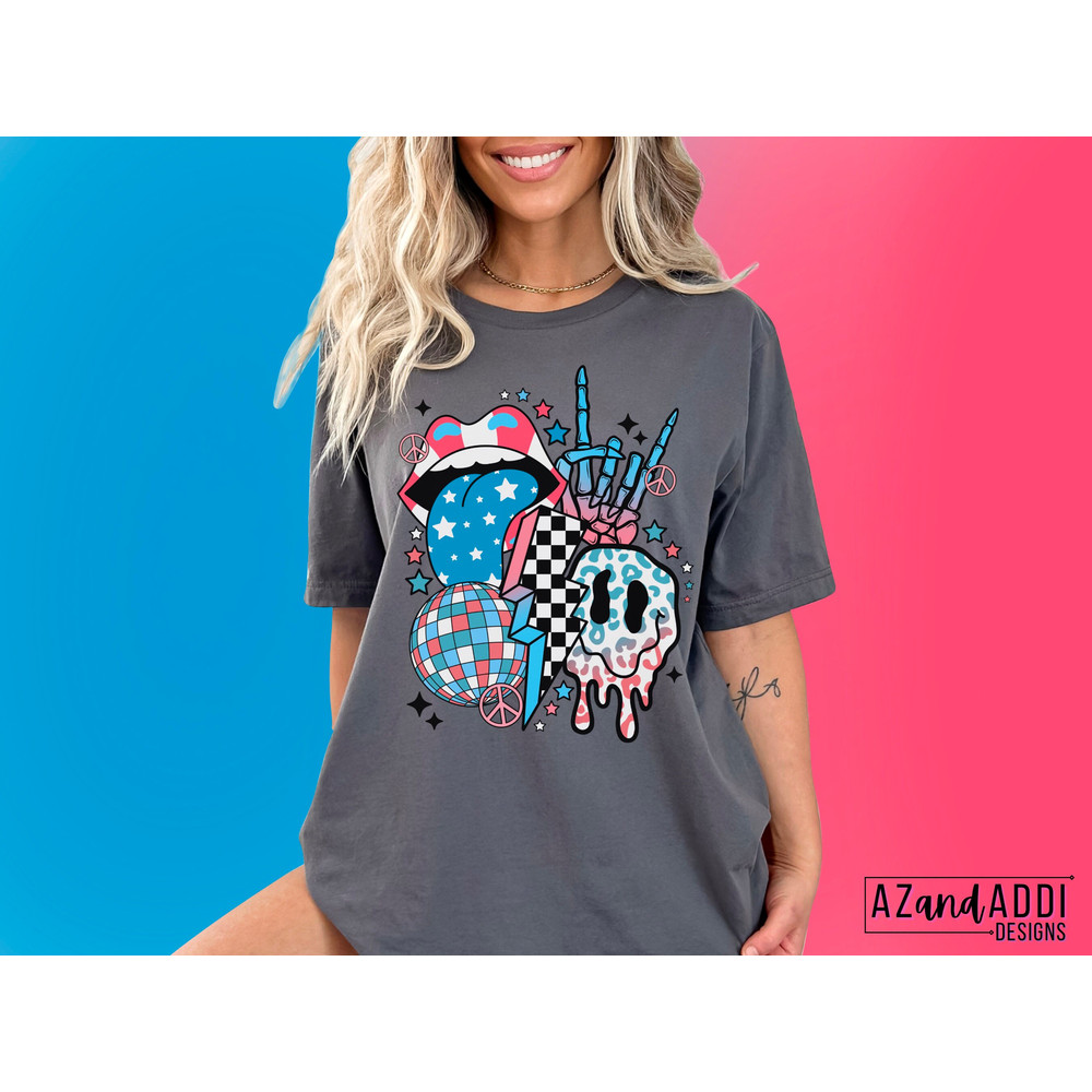 Retro 4th of July rock and roll png, patriotic lips and tongue png, stars and stripes collage design, Independence Day sublimation - 3.jpg