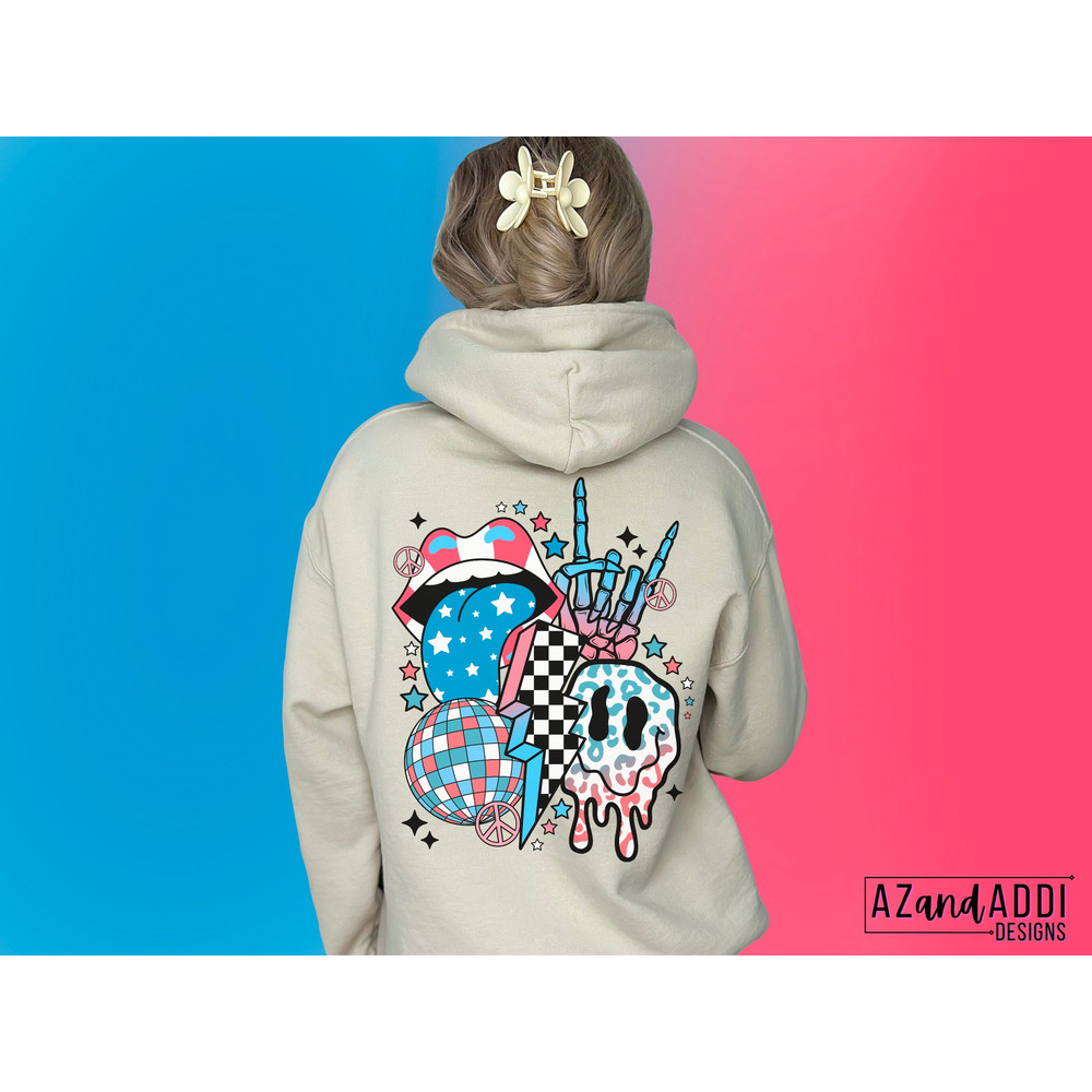 Retro 4th of July rock and roll png, patriotic lips and tongue png, stars and stripes collage design, Independence Day sublimation - 4.jpg