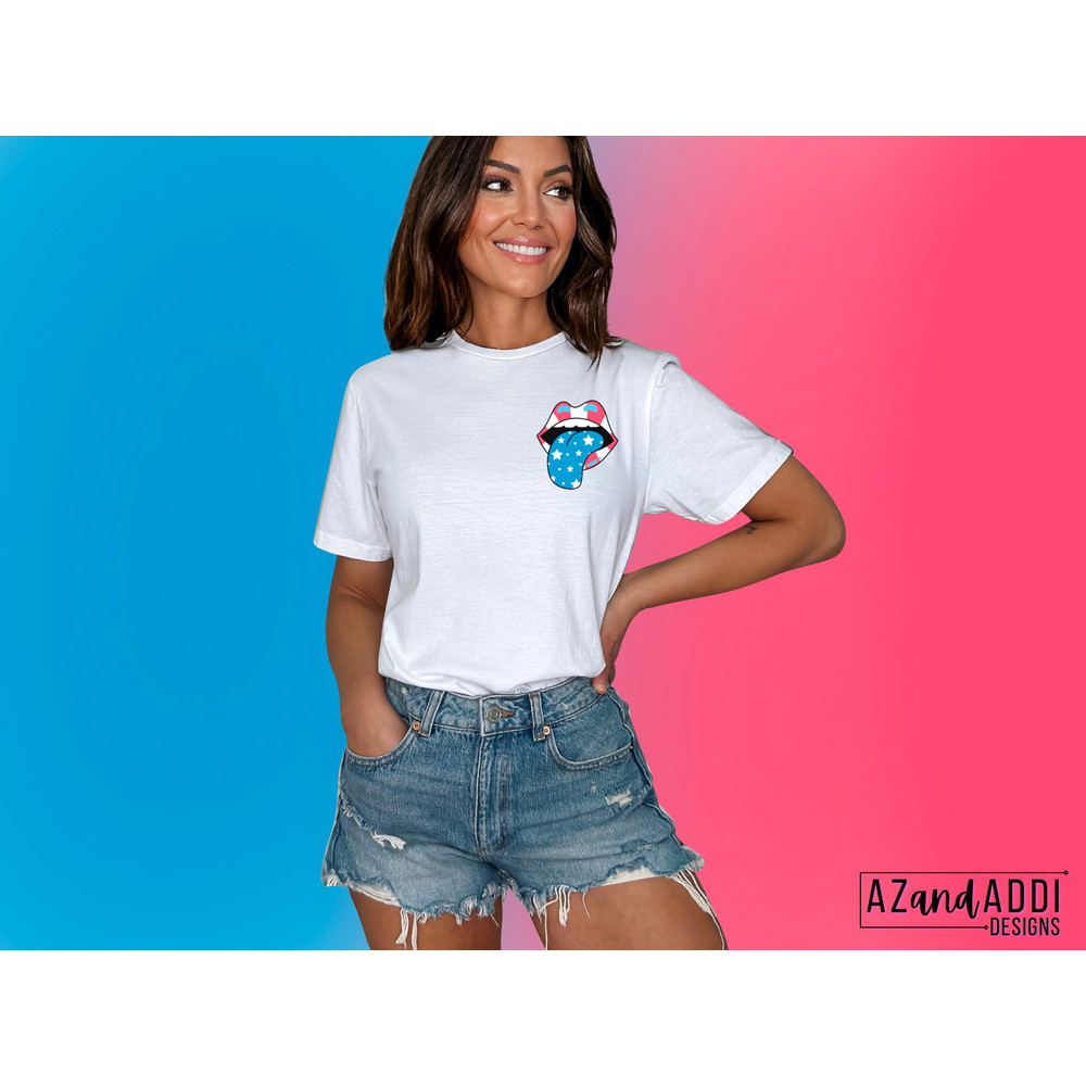 Retro 4th of July rock and roll png, patriotic lips and tongue png, stars and stripes collage design, Independence Day sublimation - 5.jpg