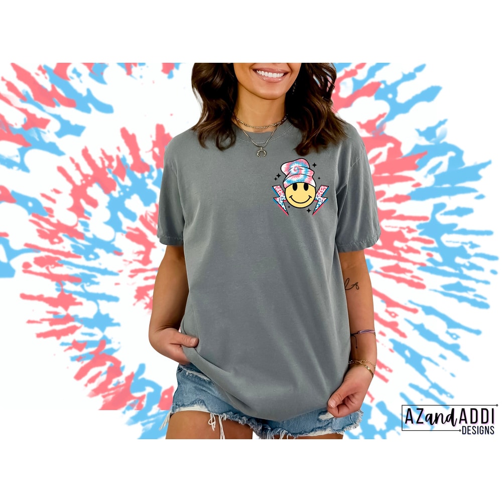 Retro 4th of July smiley png for sublimation, America vibes png, retro smiley face beanie png, digital download, front and back design - 2.jpg