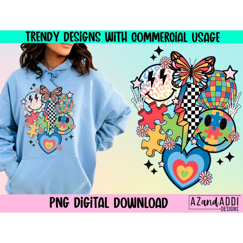 Retro autism awareness png, autism awareness month png, autism smiley face collage png, autism butterfly, autism puzzle pieces, autism heart - 1.jpg