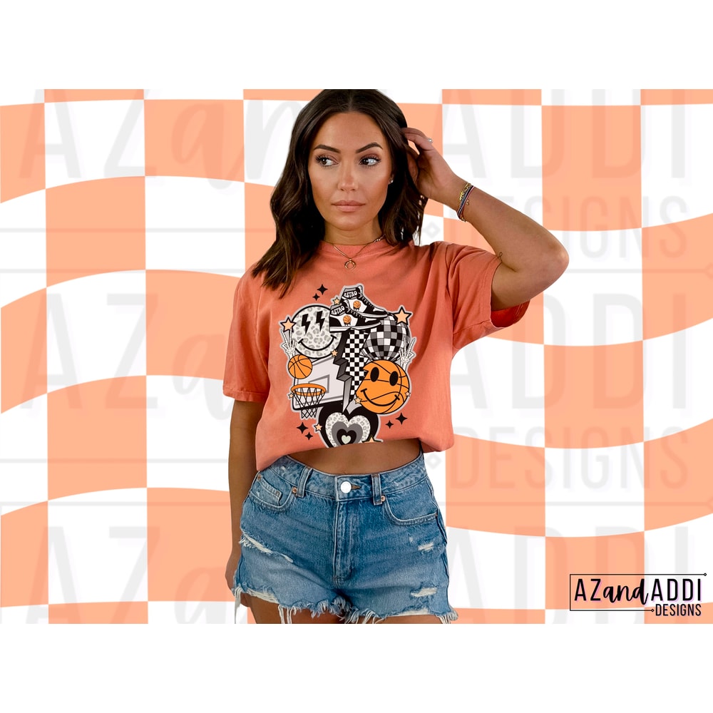 Retro basketball png, basketball sublimation design, black and white basketball png, basketball smiley face png, basketball vibes png - 2.jpg