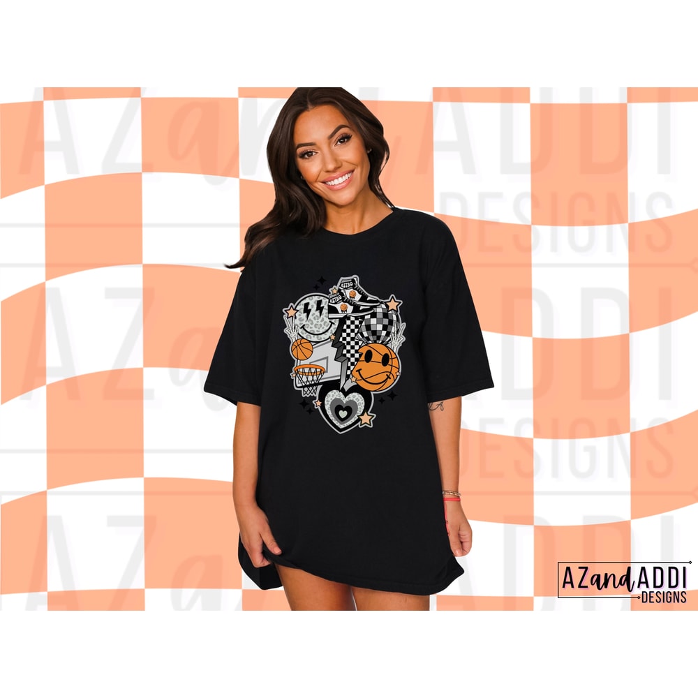 Retro basketball png, basketball sublimation design, black and white basketball png, basketball smiley face png, basketball vibes png - 4.jpg