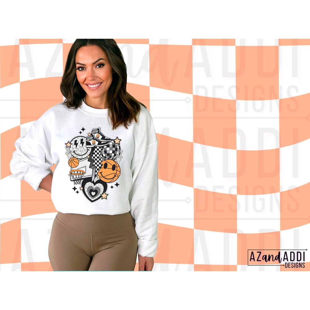 Retro basketball png, basketball sublimation design, black and white basketball png, basketball smiley face png, basketball vibes png - 5.jpg