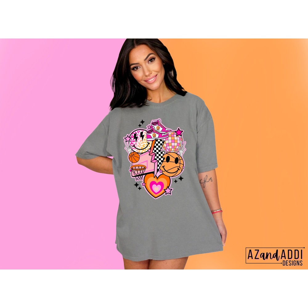 Retro basketball sublimation design, basketball smiley face collage png, trendy basketball shirt design, basketball vibes png, digital png - 2.jpg