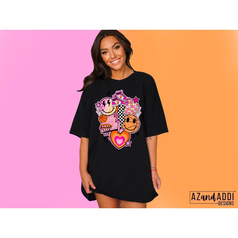 Retro basketball sublimation design, basketball smiley face collage png, trendy basketball shirt design, basketball vibes png, digital png - 4.jpg