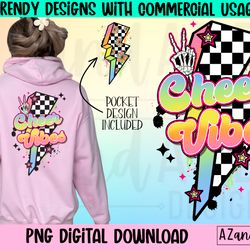 retro cheer vibes png, cheerleading sublimation design, chee