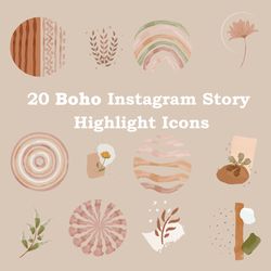 20 boho instagram highlight icons - aesthetic neutral story covers for minimalist branding