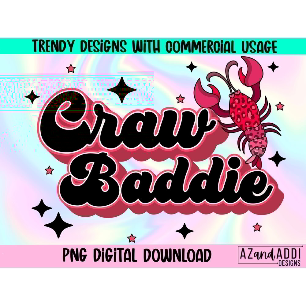 Retro crawfish png, craw baddie png, feed me crawfish and tell me I’m pretty, crawfish vibes, crawfish boil sublimation design, digital png - 1.jpg