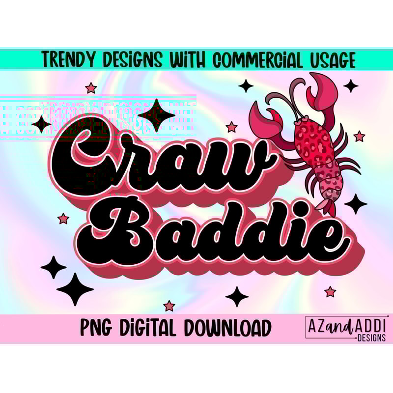 Retro crawfish png, craw baddie png, feed me crawfish and tell me I’m pretty, crawfish vibes, crawfish boil sublimation design, digital png - 1.jpg