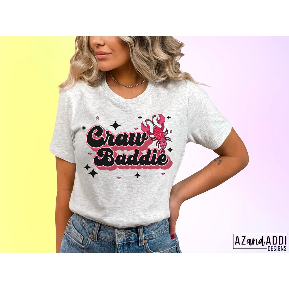 Retro crawfish png, craw baddie png, feed me crawfish and tell me I’m pretty, crawfish vibes, crawfish boil sublimation design, digital png - 2.jpg