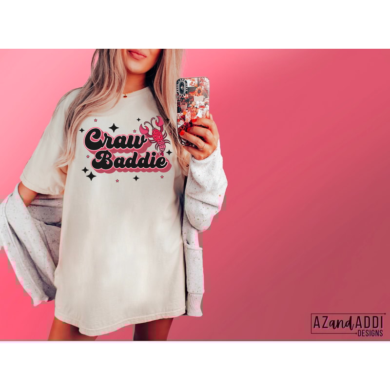 Retro crawfish png, craw baddie png, feed me crawfish and tell me I’m pretty, crawfish vibes, crawfish boil sublimation design, digital png - 4.jpg
