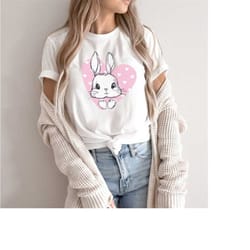 bunny in heart valentine's day t-shirt - cute valentine's day bunny rabbit tshirt, cute heart t-shirt, gift for valentin