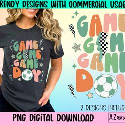 Retro game day soccer png, soccer sublimation design, soccer