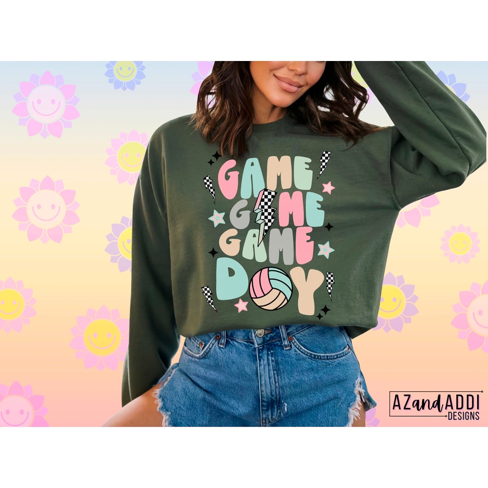 Retro game day volleyball png, volleyball sublimation design, volleyball vibes png, volleyball mom, volleyball shirt digital design, trendy - 3.jpg