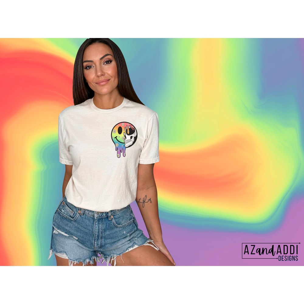 Retro gay pride png, Rainbow smiley face png, lgbtq+ pride png, gay pride sublimation design, front back shirt design, digital download - 2.jpg