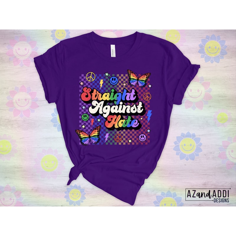 Retro Gay Pride Png, LGBTQ+ sublimation png, straight against hate png, gay pride Png, Pride month design, rainbow smiley sublimation design - 6.jpg