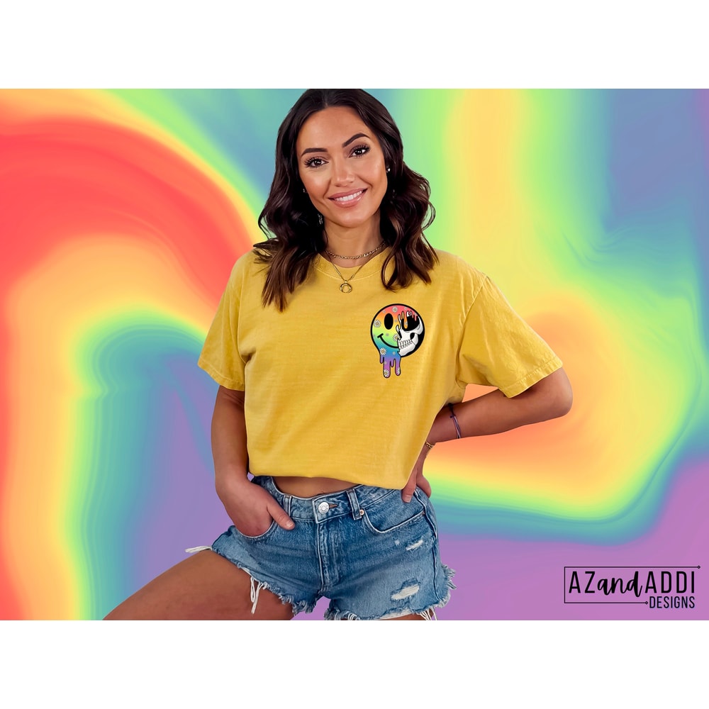 Retro gay pride png, Rainbow smiley face png, lgbtq+ pride png, gay pride sublimation design, front back shirt design, digital download - 4.jpg