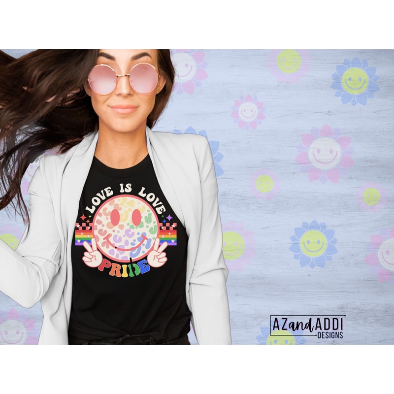 Retro gay pride smiley face png, Love is love png for sublimation, Gay Pride Png, Groovy Retro Pride design, LGBTQ sublimation design - 3.jpg