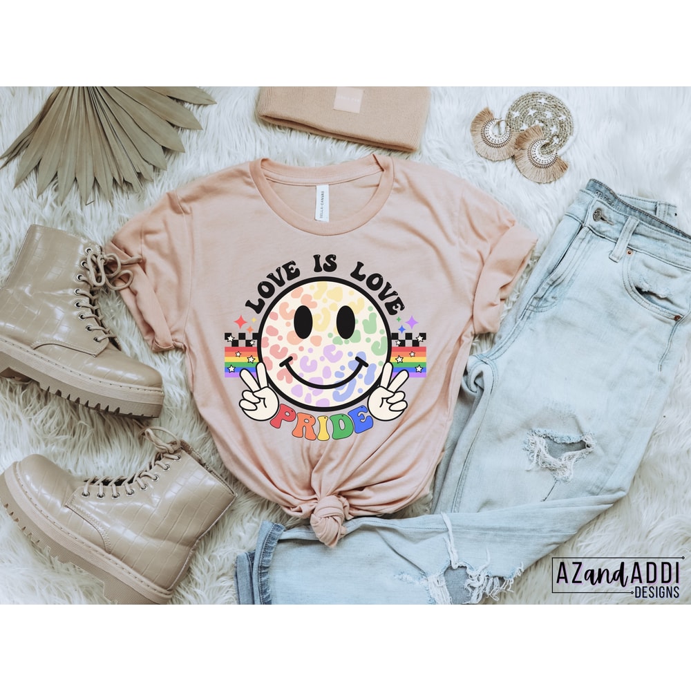 Retro gay pride smiley face png, Love is love png for sublimation, Gay Pride Png, Groovy Retro Pride design, LGBTQ sublimation design - 5.jpg