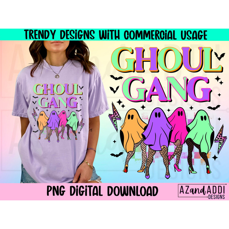 Retro Halloween png, ghoul gang png, spooky ghost png, Halloween sublimation design, trendy Halloween shirt design, digital download - 1.jpg